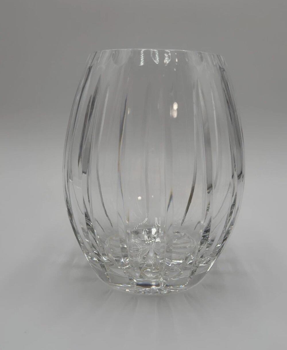 Lead Crystal Vertical Vase 7.5” By 6” With 4” Heavy vintage